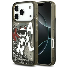 iPhone 17 Pro Max Karl Lagerfeld Liquid Glitter Choupette Logo MagSafe fekete tok