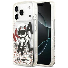 iPhone 17 Pro Karl Lagerfeld Liquid Glitter Choupette Logo MagSafe átlátszó tok