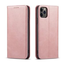 iPhone 17 Pro mágneses PU bőr fliptok kártyatartóval pánt nélküli rózsaszín Alphajack