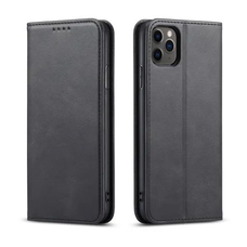 iPhone 17 AIR mágneses PU bőr fliptok kártyatartóval pánt nélküli fekete Alphajack