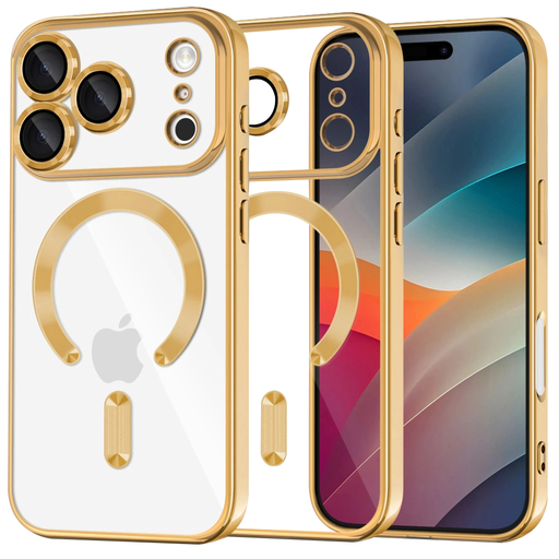 iPhone 17 Pro Max Gold Techsuit Luxury Crystal MagSafe tok iPhone 17 Pro Max Gold Techsuit Luxury Crystal MagSafe tok