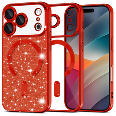 iPhone 17 Pro Max Techsuit - Luxury Glitter MagSafe - Piros tok