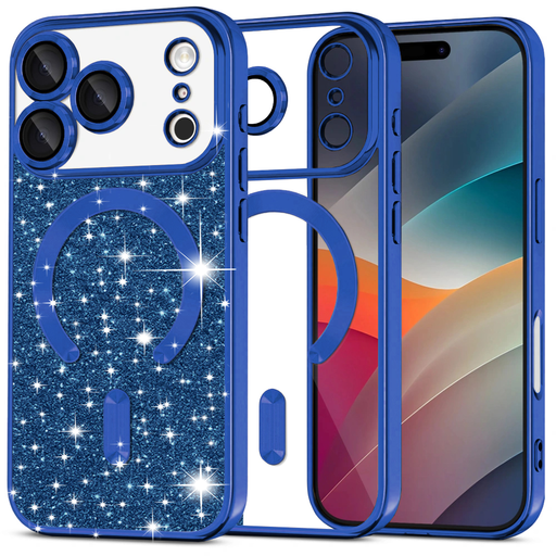 iPhone 17 Pro Deep Blue Techsuit - Luxury Glitter MagSafe tok