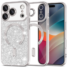 iPhone 17 Pro Ezüst Techsuit - Luxury Glitter MagSafe tok