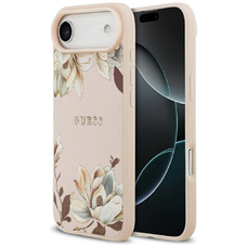 iPhone 17 Air Guess Grained Flowers Classic Logo rózsaszín tok