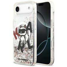 iPhone 17 Air Karl Lagerfeld Liquid Glitter Choupette Logo MagSafe tok átlátszó
