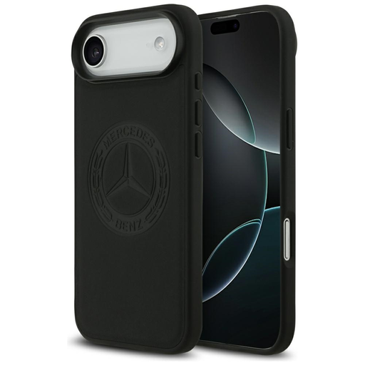 iPhone 17 Air Mercedes Leather Vintage Logo MagSafe bőrtok fekete