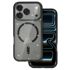 Fekete átlátszó csillogó Magsafe tok iPhone 17 Pro tok