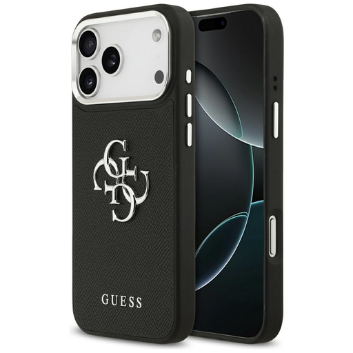 iPhone 17 Pro Max Fekete Guess - Hardcase 4G Grained Big and Classic Logo (GUHCP17XPG4SMCEK) tok