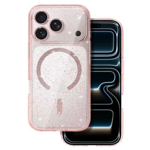 Glitter Magsafe Case for Iphone 17 Pro pink clear