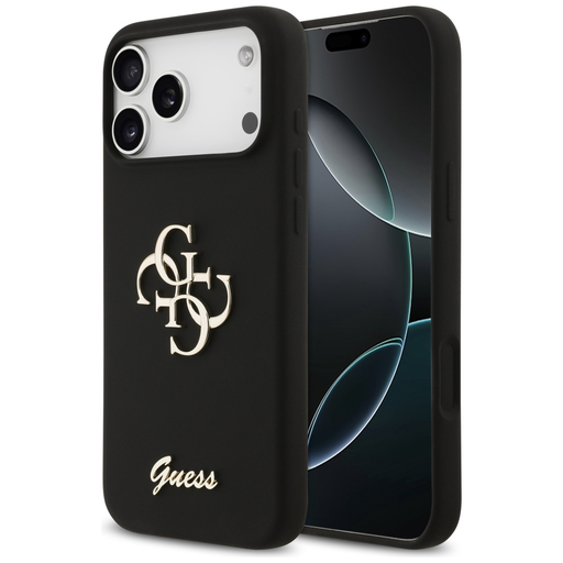iPhone 17 tok Guess 4G Big Logo Cord Stap Crossbody fekete tok