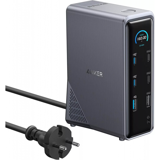 USB-C Hub Anker Prime 737, 2 x USB-A 3.0 - 3 x USB-A - 5 x USB-C - 2 x HDMI - 1 x Jack 3.5mm - 1 x RJ45, Fekete A83B63A1