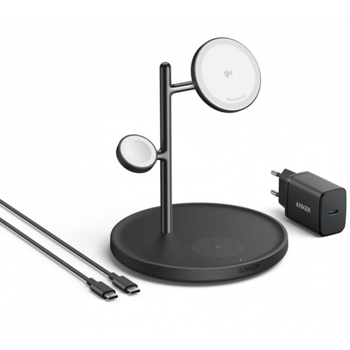 Wireless Charger Anker MagGo 3in1, 25W, 1.67A, Fekete B25M3311