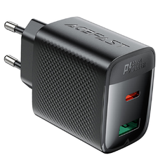  Acefast Fali Töltő (A106) - GaN, Gyors Töltés, Type-C, USB, 45W, 3A, Intelligens Chip - Fekete