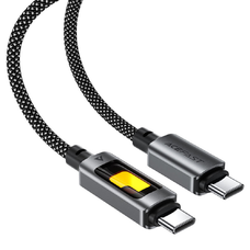 Data Cable (C21-03) Gyors Töltő Acefast, Type-C to Type-C, 60W, 3A, Színes Gradiens Fényhatás, 1.2m - Fekete