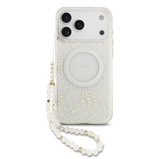 Guess IML Flowers Allover Pántos MagSafe tok iPhone 17 Pro Max Fehér tok
