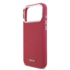 DKNY PU bőr fém logós csuklópántos MagSafe tok iPhone 17 Pro Max-hoz rózsaszín - 3. kép