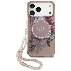  iPhone 17 Pro Max Pink Guess IML Flowers Szíj MagSafe tok