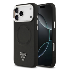 Guess PU Bőr Háromszög Logós MagSafe tok iPhone 17 Pro Max Fekete