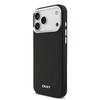 DKNY PU bőrfelbontású fém logós csuklópánt MagSafe tok iPhone 17 Pro Max Fekete tok - 0. kép