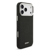 DKNY PU bőrfelbontású fém logós csuklópánt MagSafe tok iPhone 17 Pro Max Fekete tok - 2. kép