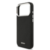 DKNY PU bőrfelbontású fém logós csuklópánt MagSafe tok iPhone 17 Pro Max Fekete tok - 3. kép
