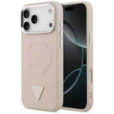  iPhone 17 Pro Pink Guess PU Bőr Háromszög Logós MagSafe tok
