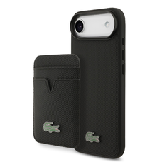  iPhone 17 Air fekete Lacoste Iconic Petit Pique MagSafe tok + pénztárca