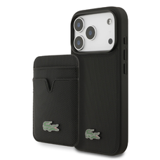  iPhone 17 Pro fekete Lacoste Iconic Petit Pique MagSafe tok + pénztárca