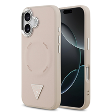 Guess PU bőr háromszög logós MagSafe tok iPhone 17-hez rózsaszín tok