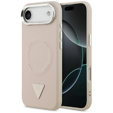  iPhone 17 Rózsaszín Guess PU bőr Háromszög Logó MagSafe Air tok