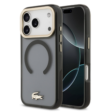 Lacoste PC/TPU Matt Arany Logós MagSafe iPhone 17 Pro tok Fekete
