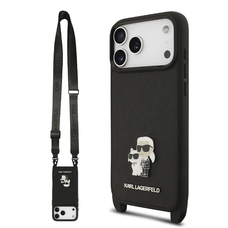 Karl Lagerfeld Saffiano Crossbody pánt Metal Karl és Choupette iPhone 17 Pro tok