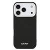  iPhone 17 Pro fekete DKNY PU bőrből készült fém logós csuklópántos MagSafe tok - 1. kép