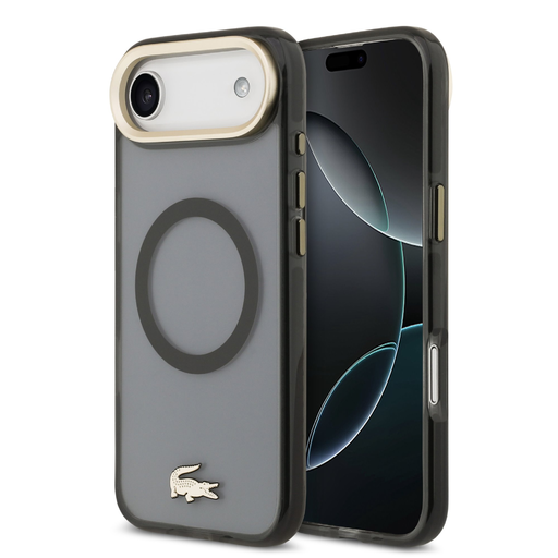  iPhone 17 Air Fekete Lacoste PC/TPU Matt Felület Arany Logós MagSafe fliptok