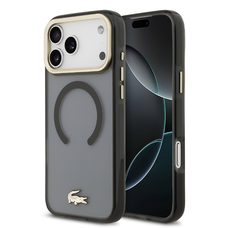 Lacoste PC/TPU Frosted Finish Gold Logo MagSafe iPhone 17 Pro Max fekete tok