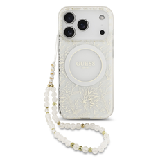 Guess IML Flowers Allover Pántos MagSafe tok iPhone 17 Pro Fehér tok