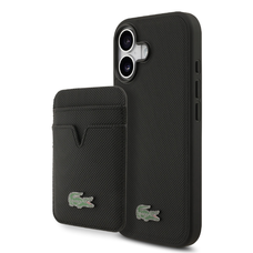  iPhone 17 Fekete Lacoste Iconic Petit Pique MagSafe tok + Pénztárca