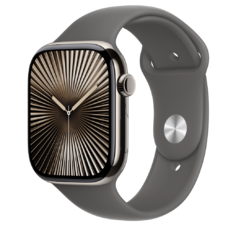 Apple Watch S10 Cellular 46mm Natural Titanium Case with Stone Grey Sport Band - M/L