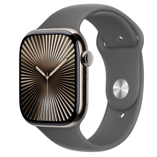 Apple Watch S10 Cellular 46mm Natural Titanium Case with Stone Grey Sport Band - M/L