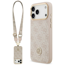  iPhone 17 Pro Max Pink Guess Original 4G Strass Logo & Big Strap Metal Buttons MagSafe tok