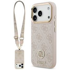  iPhone 17 Pro pink GUESS 4G Strass Logo & Nagy Pánt Fém Gombok MagSafe Original tok