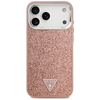  iPhone 17 Pro Max Rózsaszín Guess Csillámos Háromszög Logó MagSafe tok - 1. kép