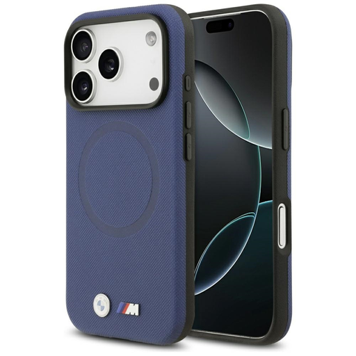 iPhone 17 Pro Max BMW M FW fém logós MagSafe tok tengerészkék tok