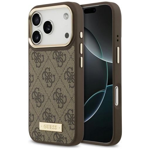 iPhone 17 Pro Guess 4G Logo Plate MagSafe barna tok