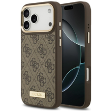 iPhone 17 Pro Max Guess 4G Logo Plate MagSafe tok Barna