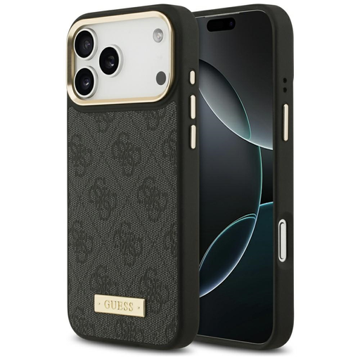 iPhone 17 Pro Max Guess 4G Logo Plate MagSafe fekete tok