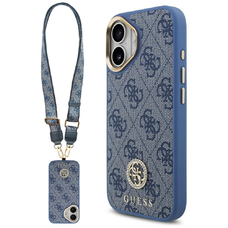 iPhone 17 Guess 4G Strass Logo & Big Strap Metal Buttons MagSafe tok kék