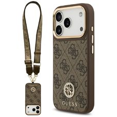 iPhone 17 Pro Guess 4G Strass Logo & Nagy Pánt Fém Gombok MagSafe Barna tok