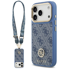 iPhone 17 Pro Guess 4G Strass Logo & Big Strap Metal Buttons MagSafe tok Kék